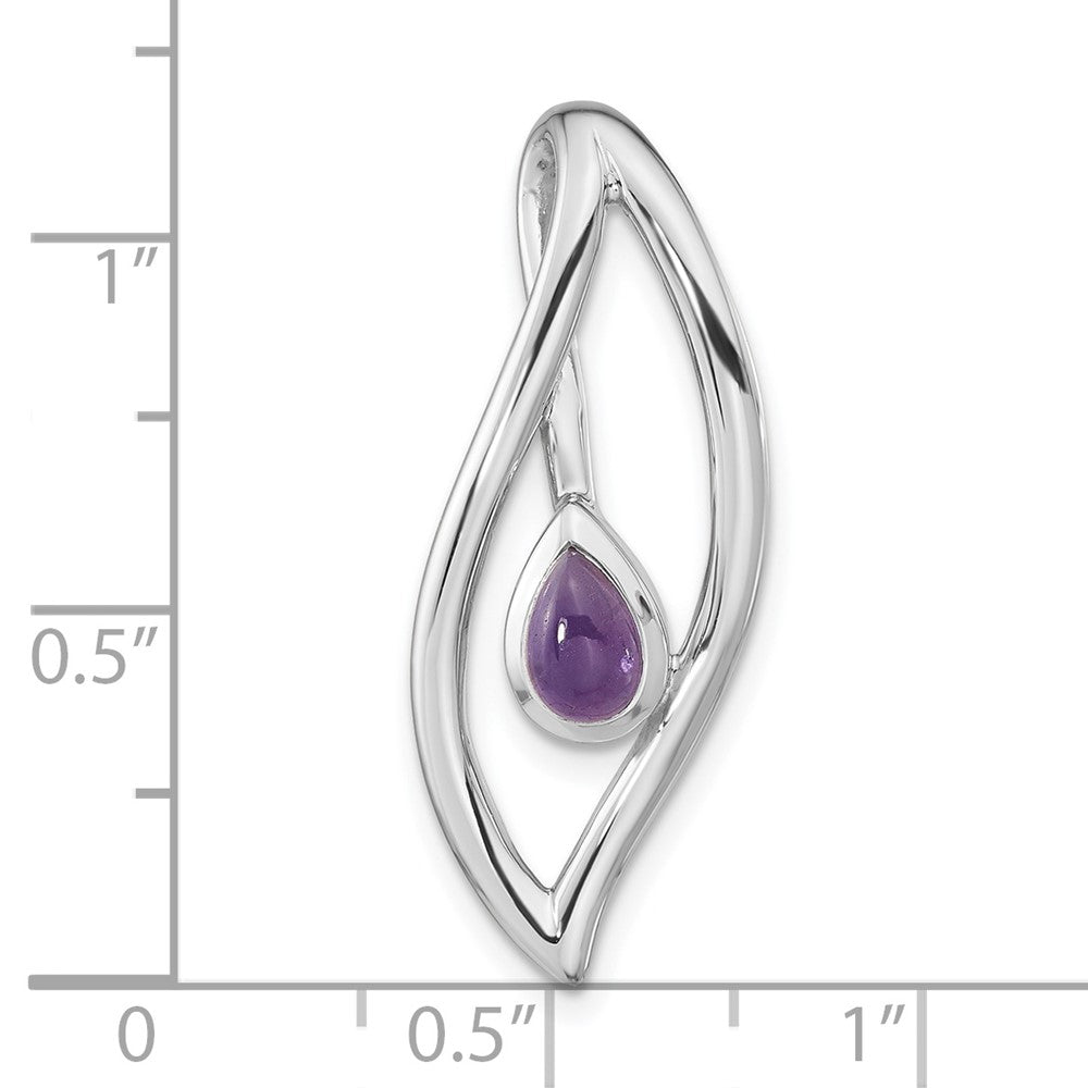 FJC Finejewelers 925 Sterling Silver Stone Rhodium Plated Pear Amethyst Fancy Charm 29 x 12 mm