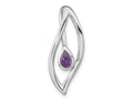FJC Finejewelers 925 Sterling Silver Stone Rhodium Plated Pear Amethyst Fancy Charm 29 x 12 mm