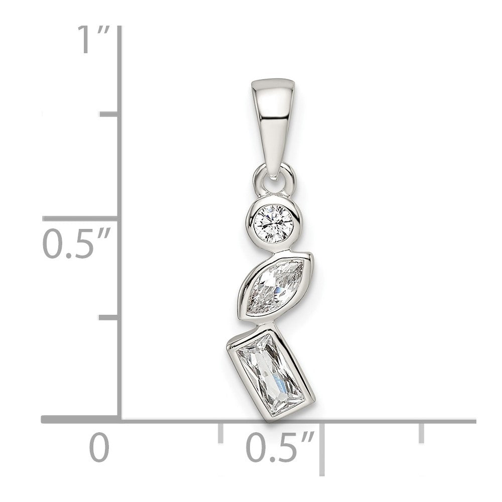 FJC Finejewelers 925 Sterling Silver Polished Geometric Shapes CZ Charm 16 x 5 mm