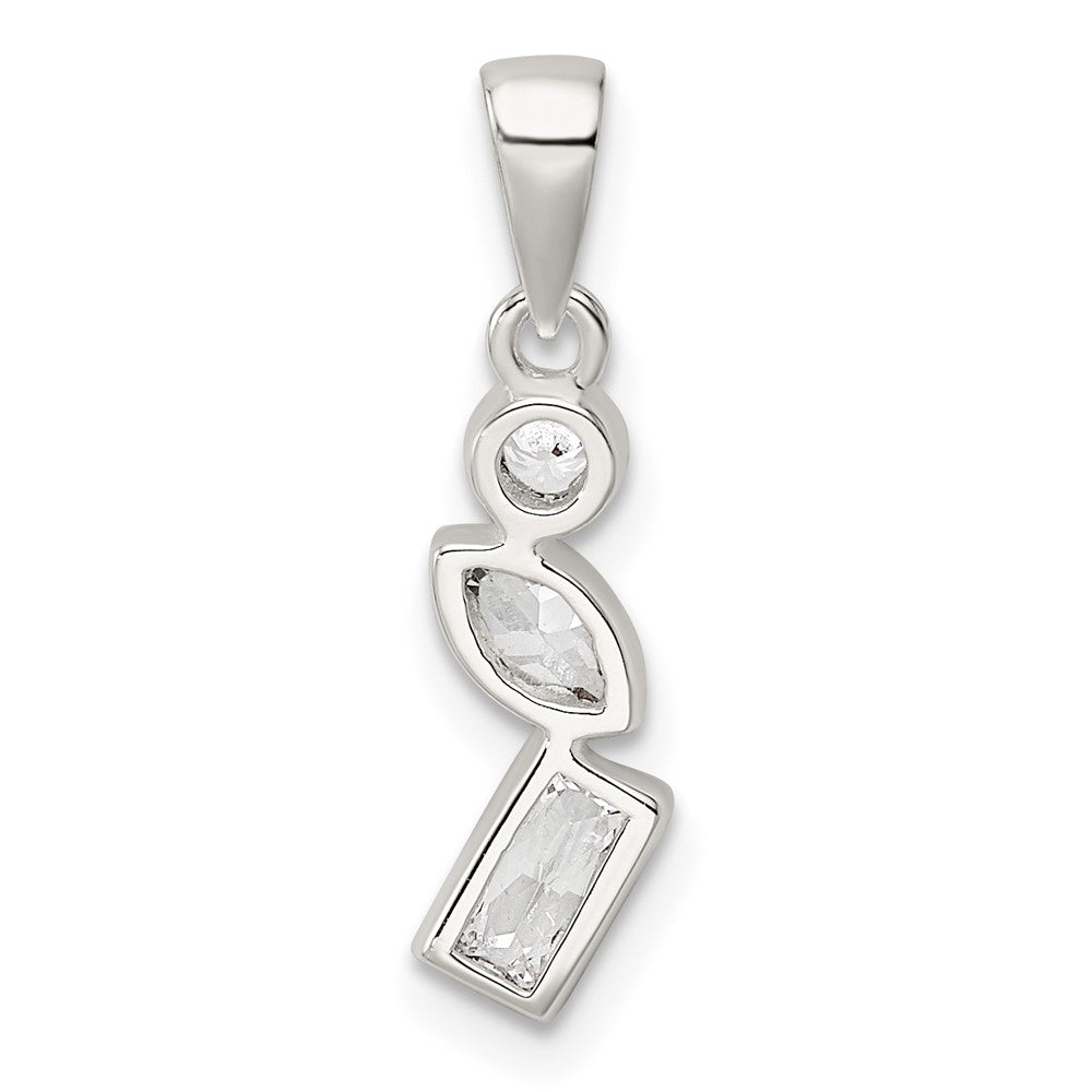 FJC Finejewelers 925 Sterling Silver Polished Geometric Shapes CZ Charm 16 x 5 mm
