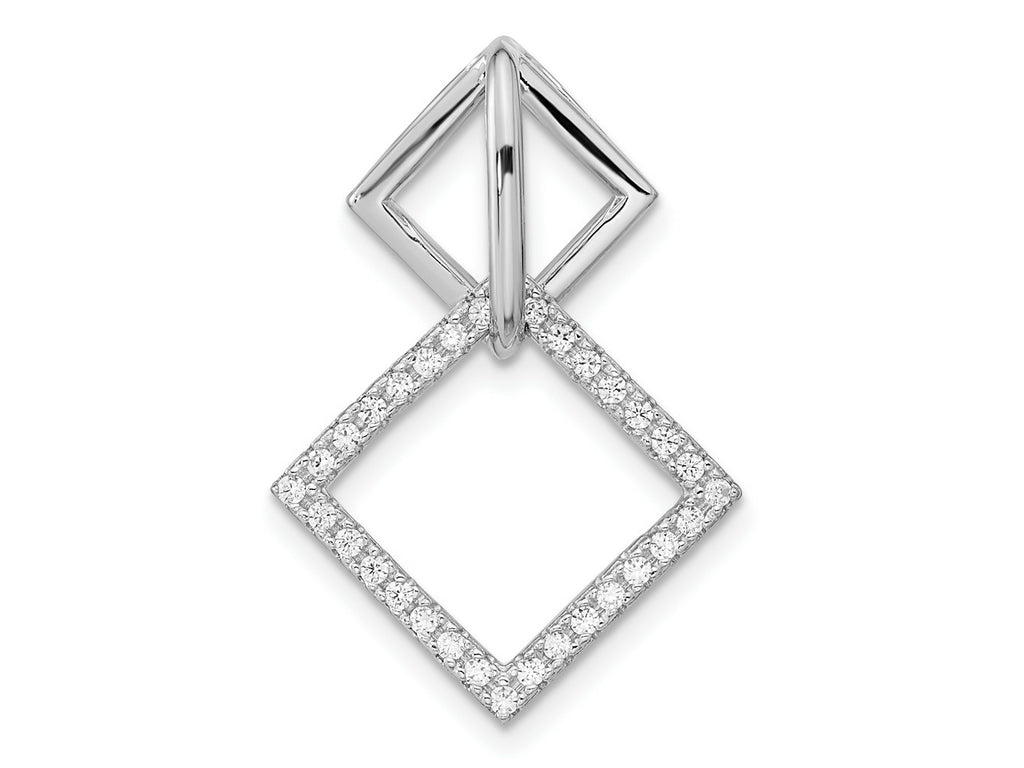 FJC Finejewelers 925 Sterling Silver Rhodium Plated CZ Square Chain Slide Charm 25 x 18 mm
