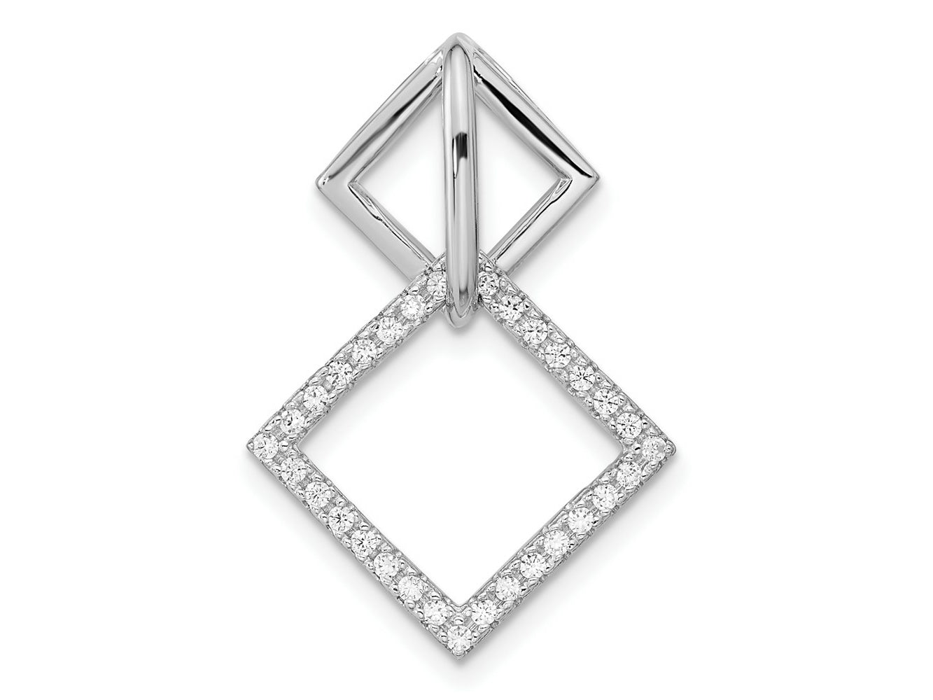 FJC Finejewelers 925 Sterling Silver Rhodium Plated CZ Square Chain Slide Charm 25 x 18 mm