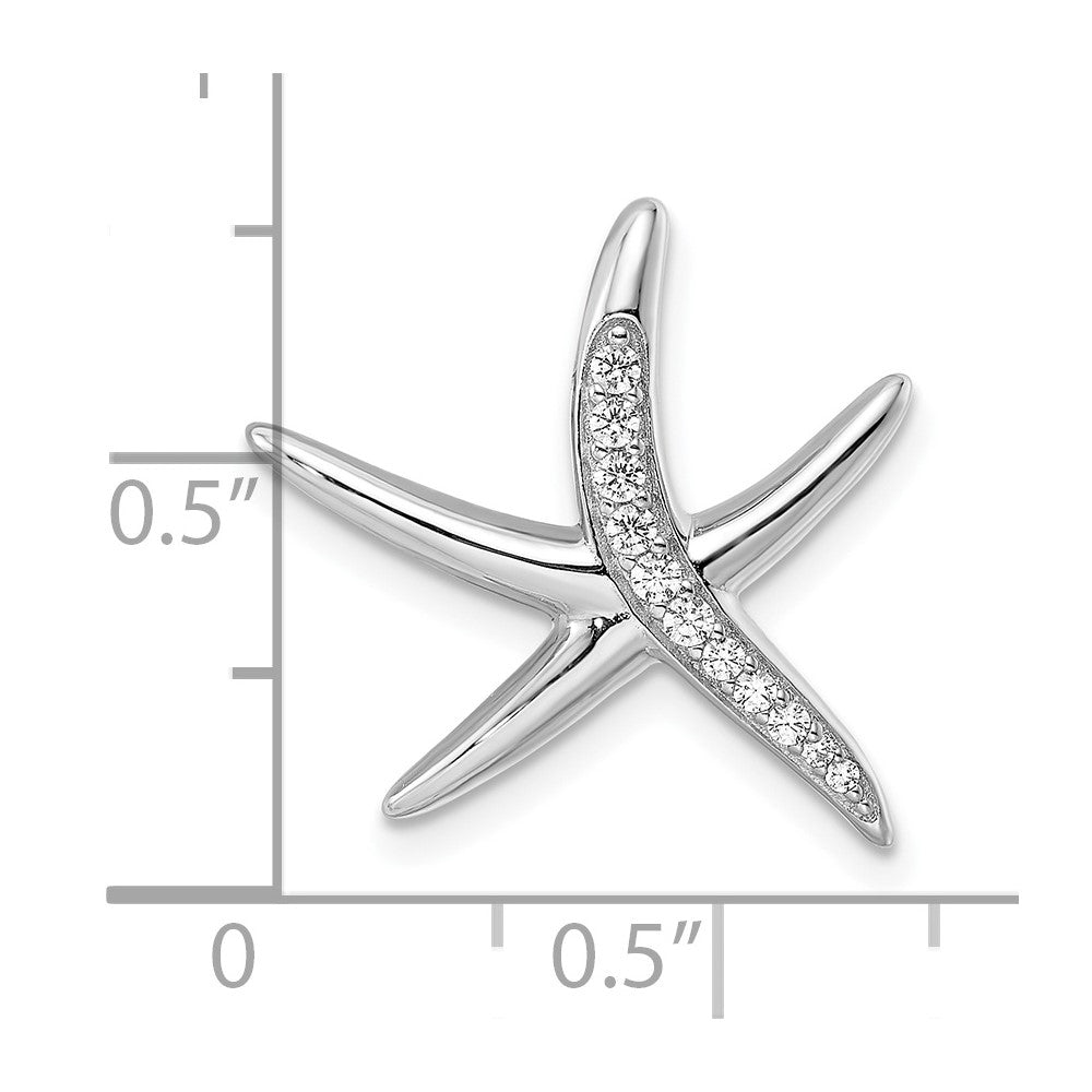 FJC Finejewelers 925 Sterling Silver Rhodium Plated CZ Starfish Slide 18 x 19 mm