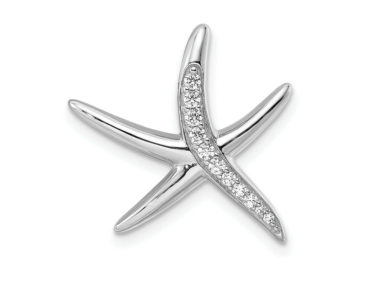 FJC Finejewelers 925 Sterling Silver Rhodium Plated CZ Starfish Slide 18 x 19 mm