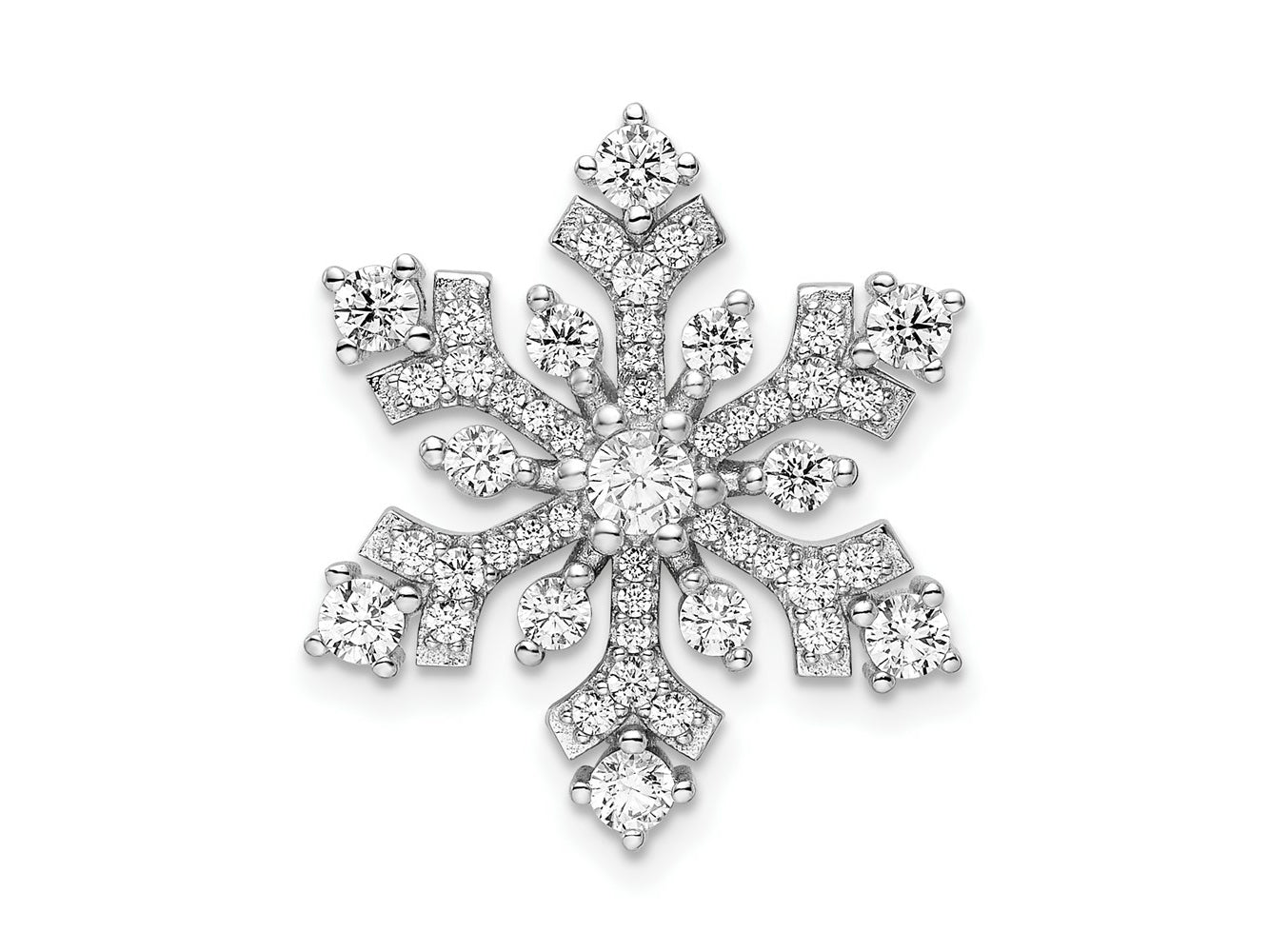FJC Finejewelers 925 Sterling Silver Rhodium Plated CZ Snowflake Slide 21 x 21 mm