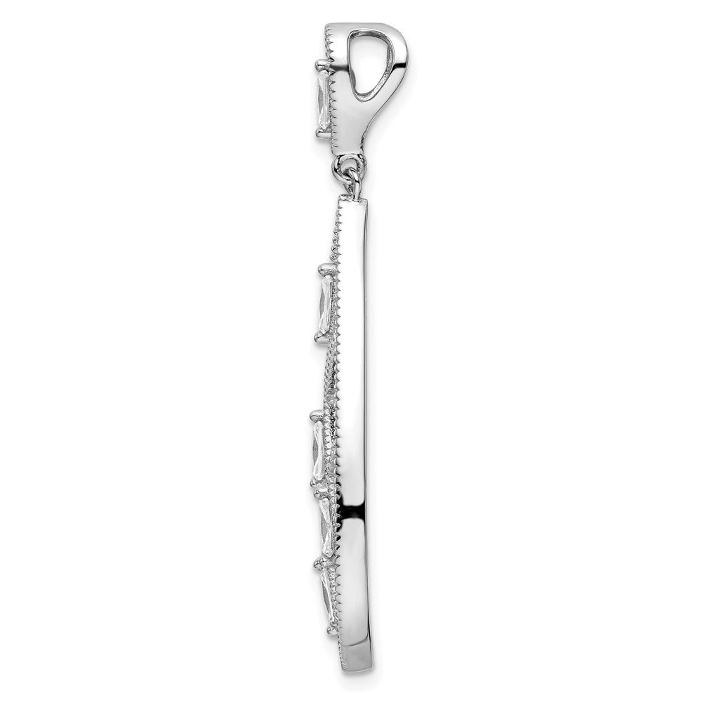 FJC Finejewelers 925 Sterling Silver Fancy Rhodium Plated Baguette CZ Teardrop Charm 41 x 17 mm