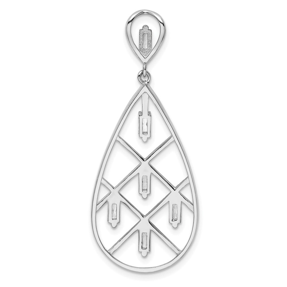 FJC Finejewelers 925 Sterling Silver Fancy Rhodium Plated Baguette CZ Teardrop Charm 41 x 17 mm