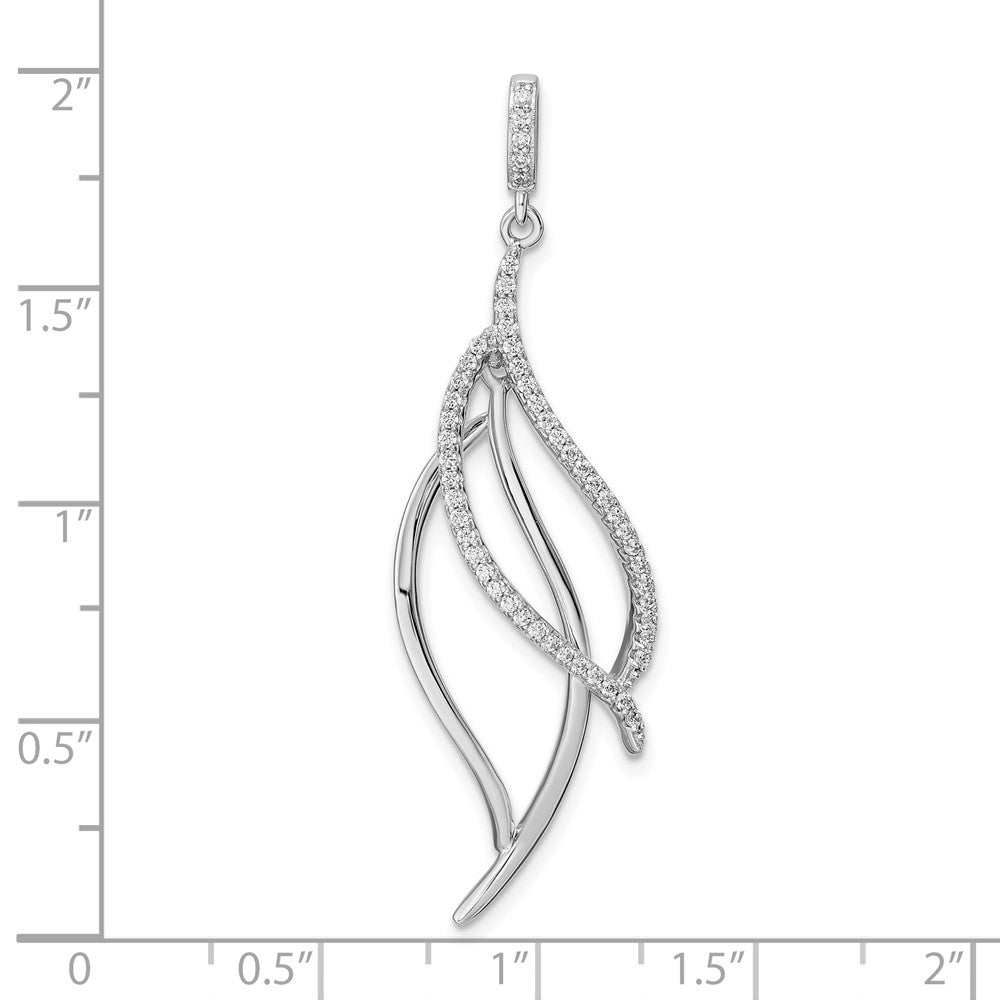 FJC Finejewelers 925 Sterling Silver Fancy Rhodium Plated CZ Dangle Leaf Charm 45 x 10 mm