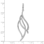 FJC Finejewelers 925 Sterling Silver Fancy Rhodium Plated CZ Dangle Leaf Charm 45 x 10 mm