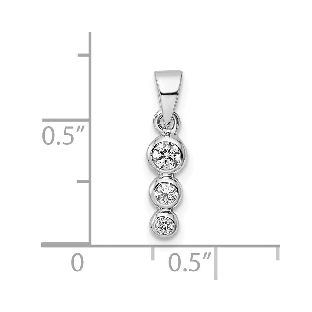 FJC Finejewelers 925 Sterling Silver Rhodium Plated Polished CZ Charm 16 x 3 mm