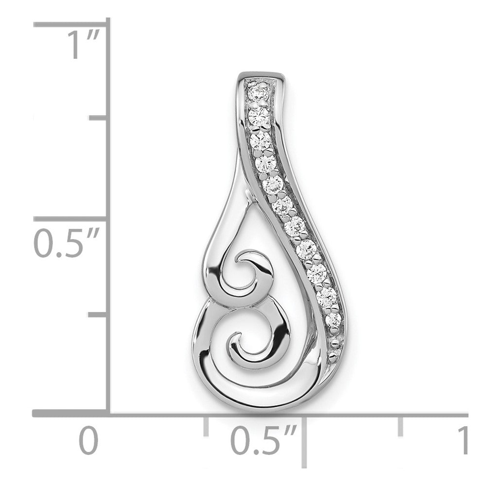 FJC Finejewelers 925 Sterling Silver Rhodium Plated Polished CZ Swirl Chain Slide 21 x 9 mm