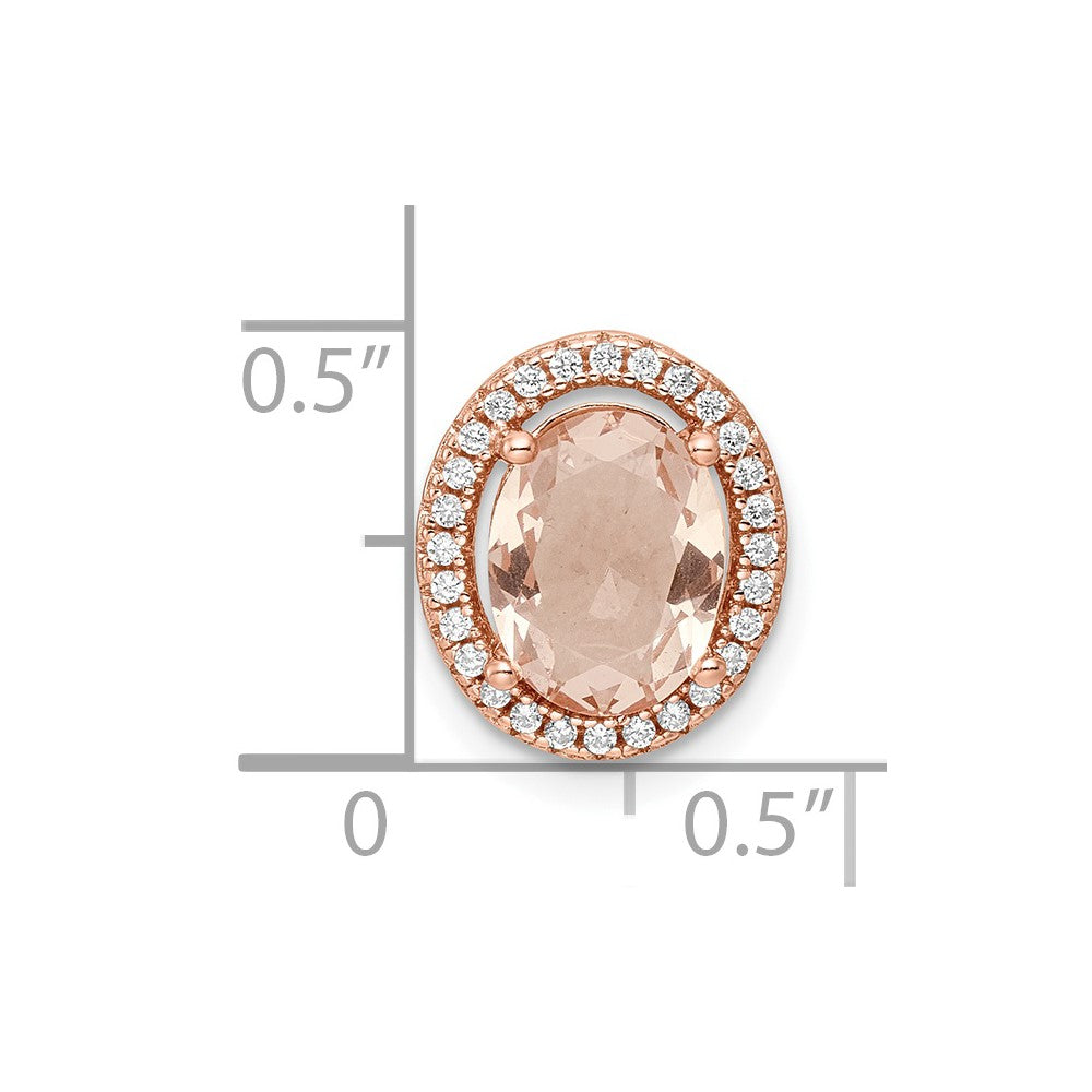 FJC Finejewelers 925 Sterling Silver Rose-tone Polished Pink and White CZ Oval Chain Slide 12 x 10 mm