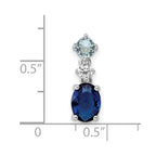 FJC Finejewelers 925 Sterling Silver Fancy Rhodium Plated CZ and Blue Glass Charm 17 x 5 mm
