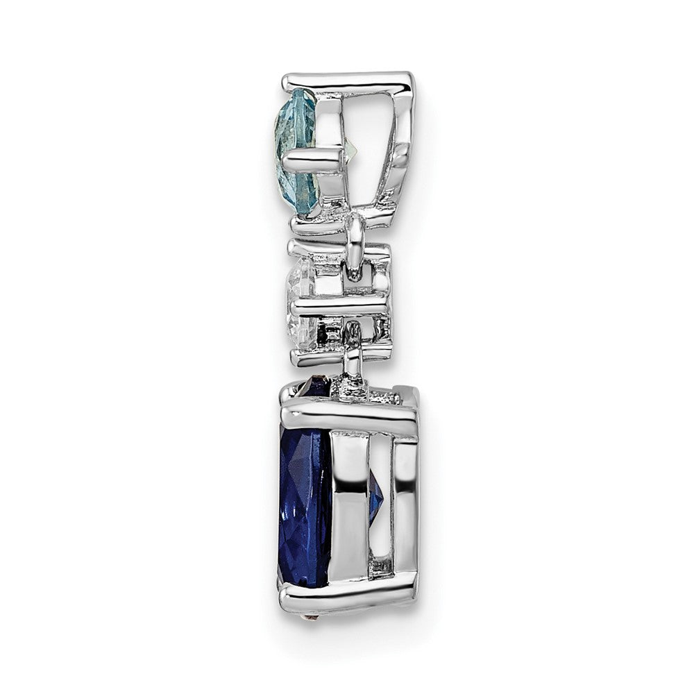 FJC Finejewelers 925 Sterling Silver Fancy Rhodium Plated CZ and Blue Glass Charm 17 x 5 mm