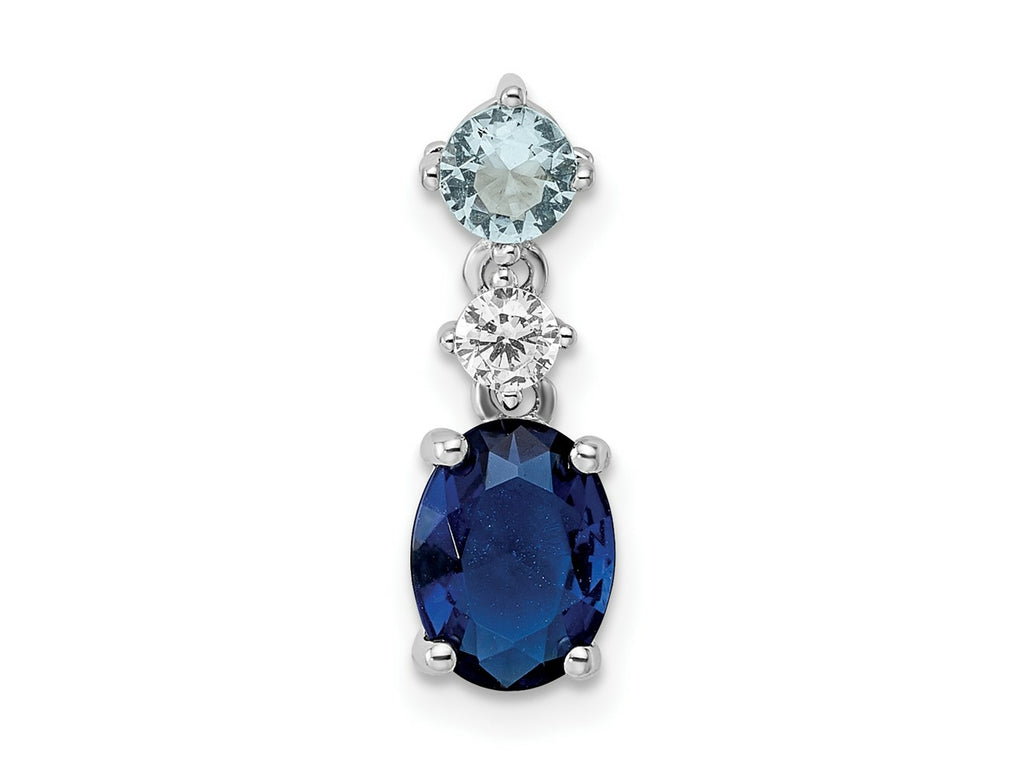 FJC Finejewelers 925 Sterling Silver Fancy Rhodium Plated CZ and Blue Glass Charm 17 x 5 mm