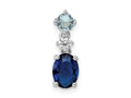 FJC Finejewelers 925 Sterling Silver Fancy Rhodium Plated CZ and Blue Glass Charm 17 x 5 mm