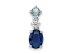 FJC Finejewelers 925 Sterling Silver Fancy Rhodium Plated CZ and Blue Glass Charm 17 x 5 mm