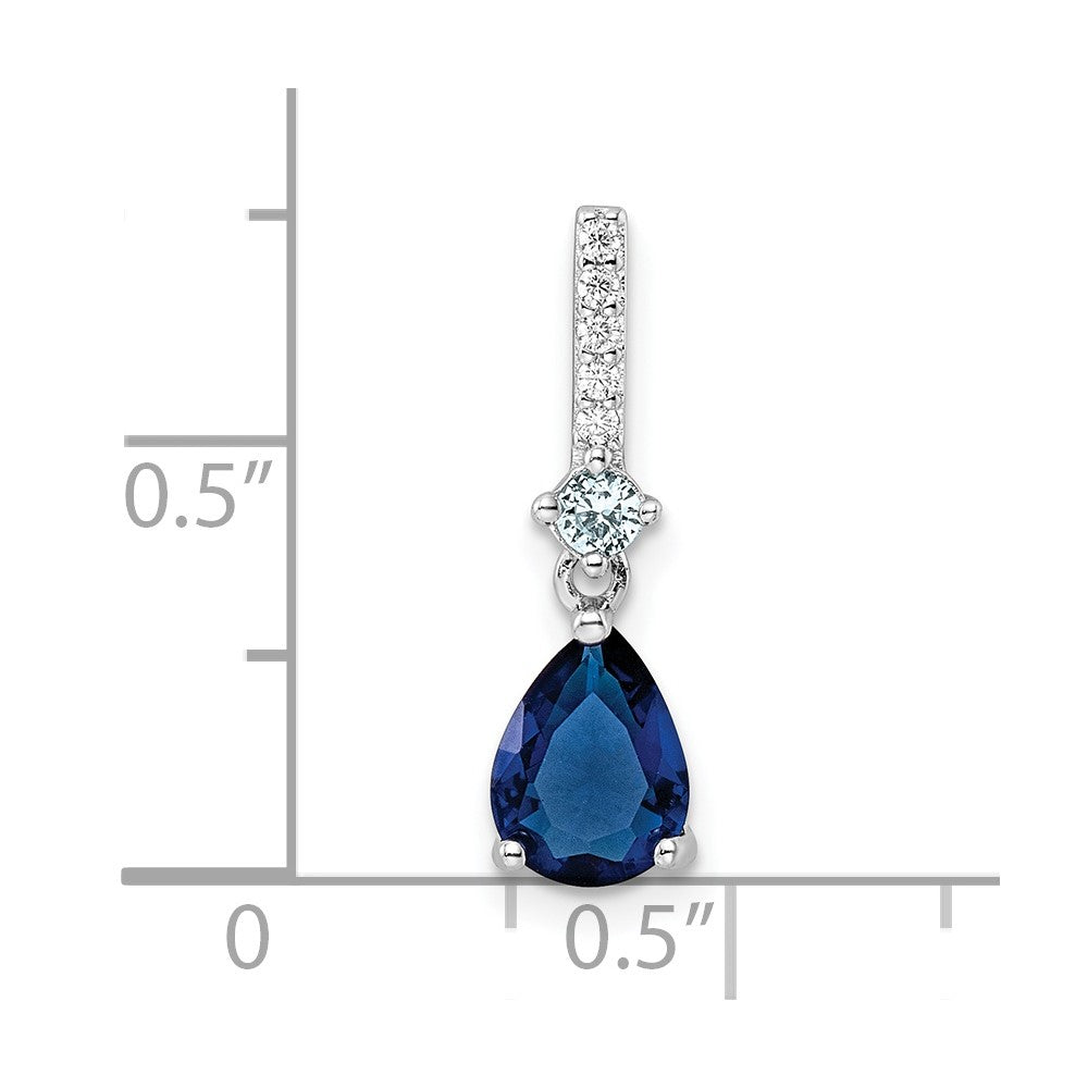 FJC Finejewelers 925 Sterling Silver Fancy Rhodium Plated CZ and Blue Glass Charm 19 x 6 mm