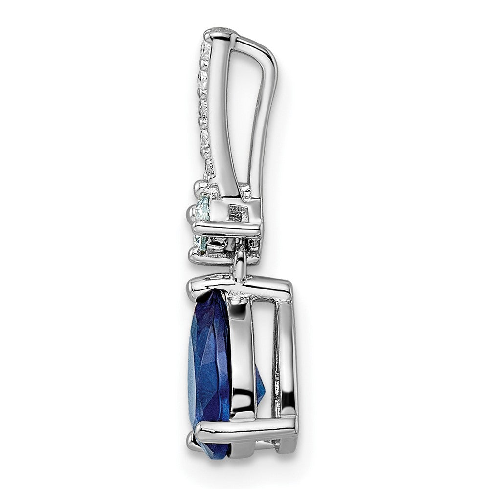 FJC Finejewelers 925 Sterling Silver Fancy Rhodium Plated CZ and Blue Glass Charm 19 x 6 mm
