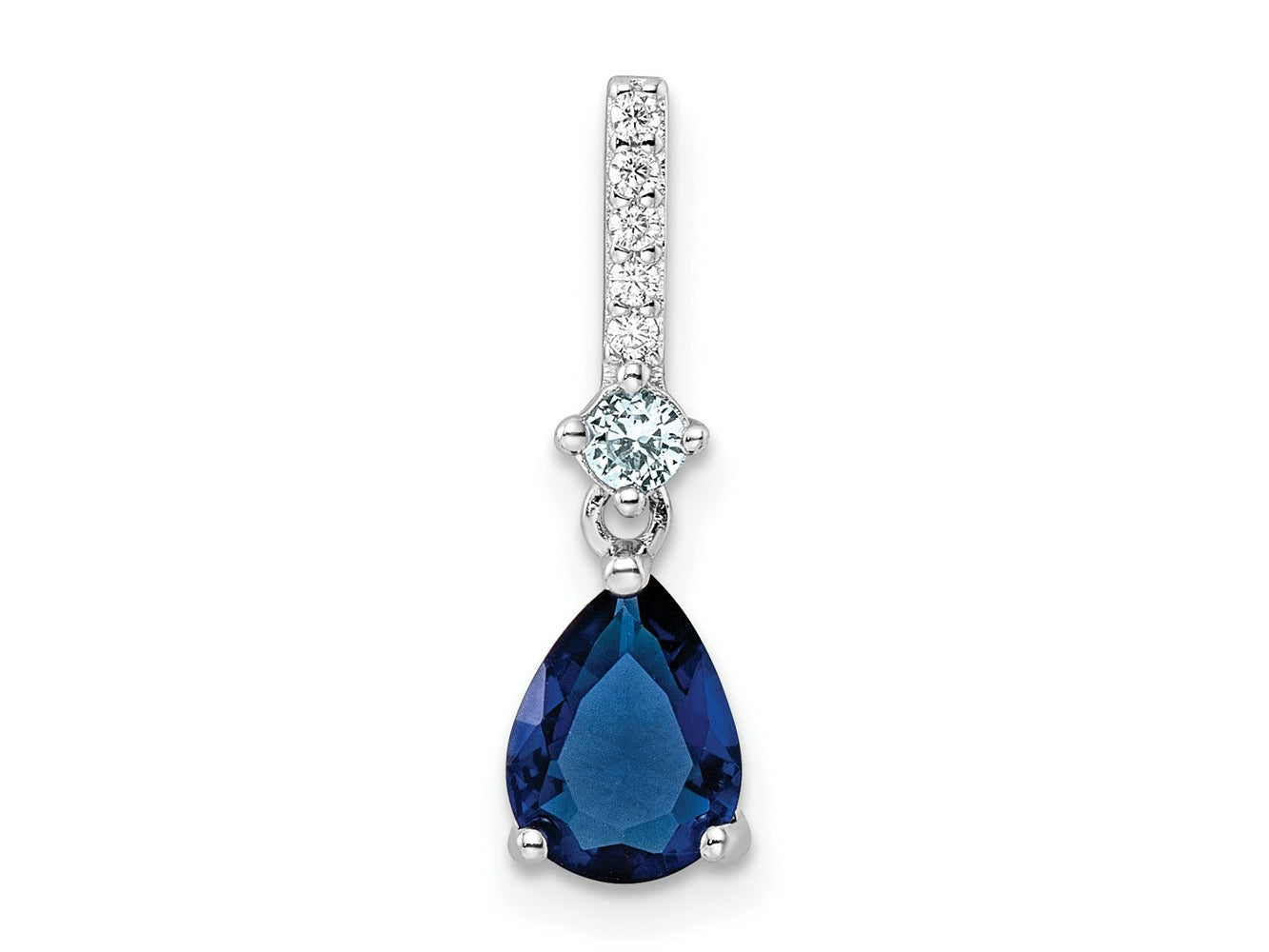 FJC Finejewelers 925 Sterling Silver Fancy Rhodium Plated CZ and Blue Glass Charm 19 x 6 mm