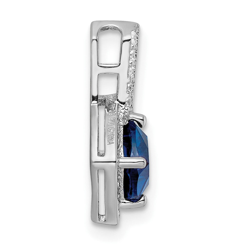 FJC Finejewelers 925 Sterling Silver Fancy Rhodium Plated CZ and Blue Glass Charm 17 x 10 mm