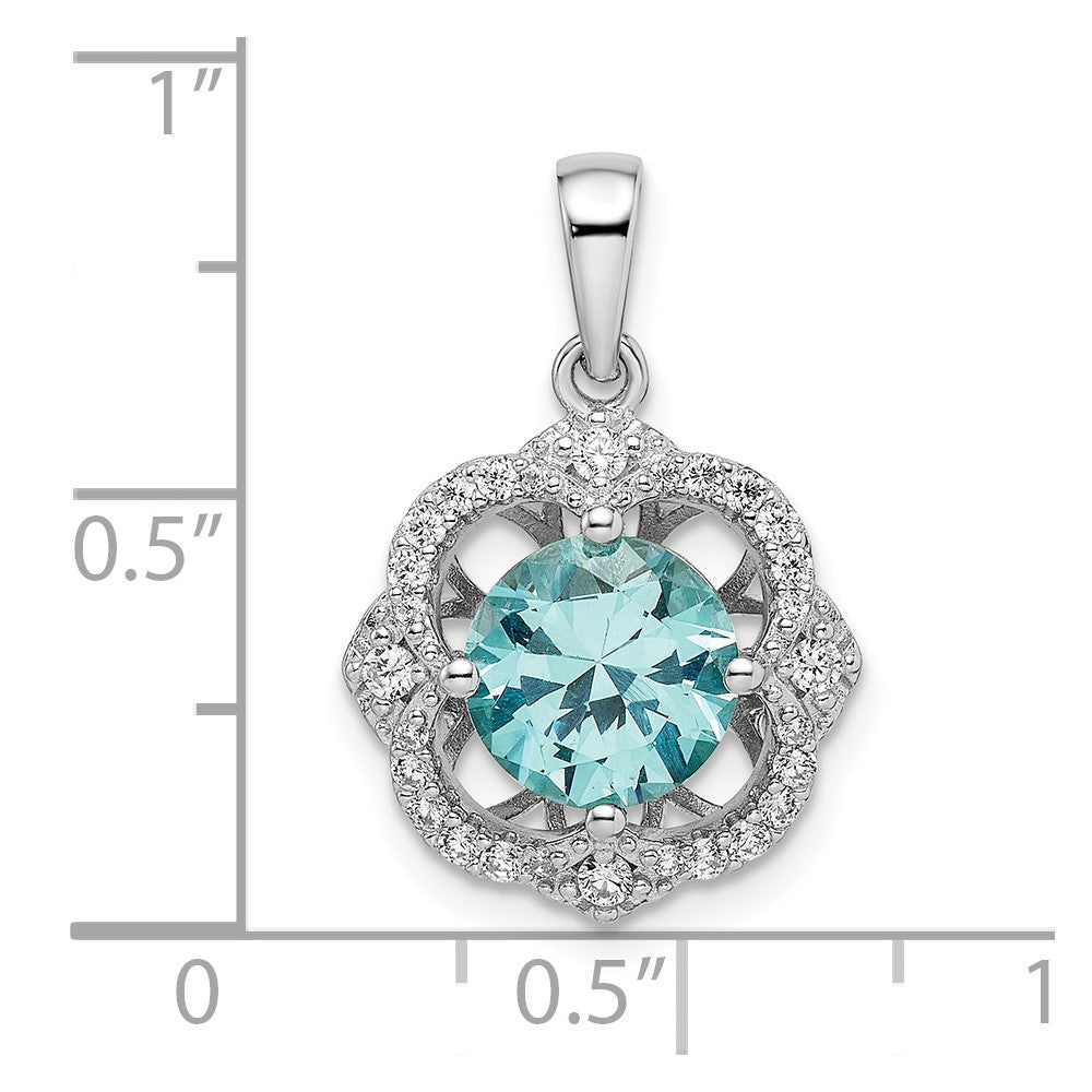 FJC Finejewelers 925 Sterling Silver Fancy Rhodium plated Aqua and White CZ Charm 22 x 15 mm