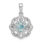 FJC Finejewelers 925 Sterling Silver Fancy Rhodium plated Aqua and White CZ Charm 22 x 15 mm