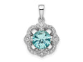 FJC Finejewelers 925 Sterling Silver Fancy Rhodium plated Aqua and White CZ Charm 22 x 15 mm