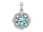 FJC Finejewelers 925 Sterling Silver Fancy Rhodium plated Aqua and White CZ Charm 22 x 15 mm