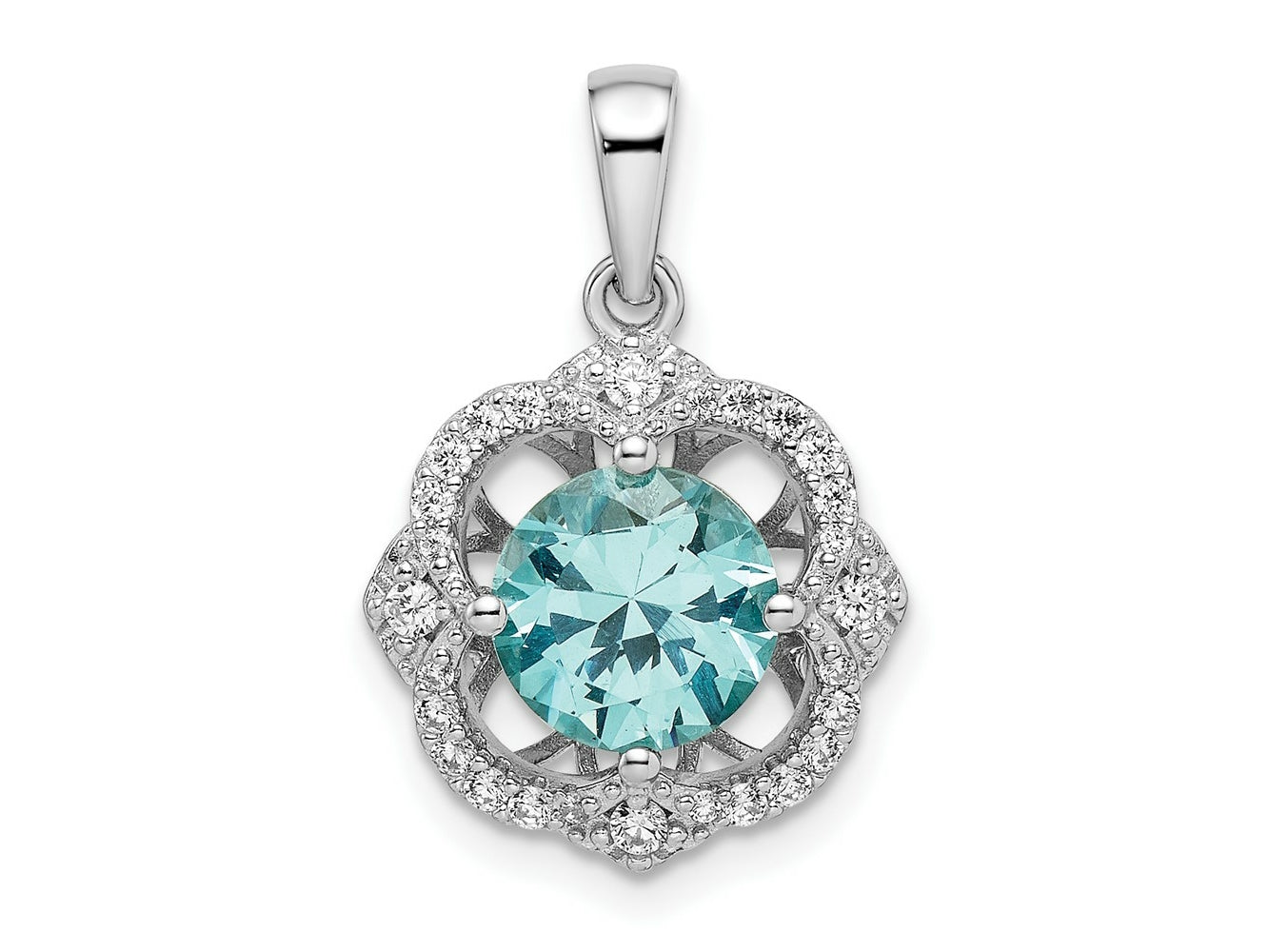 FJC Finejewelers 925 Sterling Silver Fancy Rhodium plated Aqua and White CZ Charm 22 x 15 mm