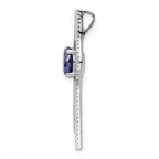 FJC Finejewelers 925 Sterling Silver Fancy Rhodium plated Blue and White CZ Slide Charm 37 x 10 mm