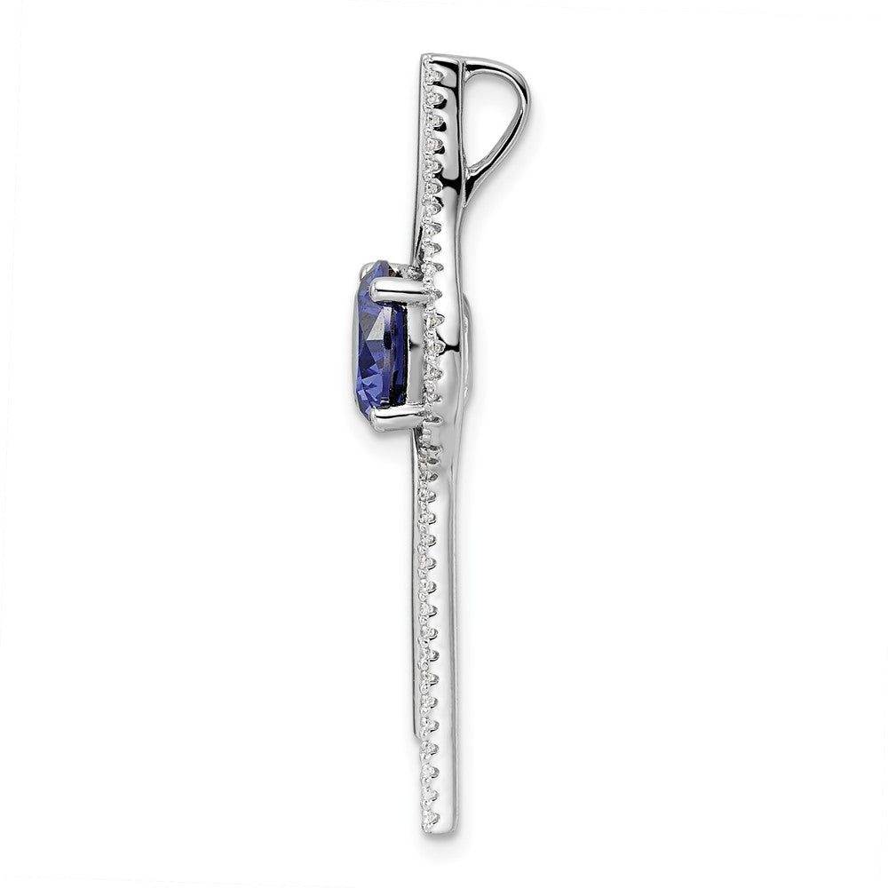 FJC Finejewelers 925 Sterling Silver Fancy Rhodium plated Blue and White CZ Slide Charm 37 x 10 mm