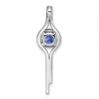 FJC Finejewelers 925 Sterling Silver Fancy Rhodium plated Blue and White CZ Slide Charm 37 x 10 mm