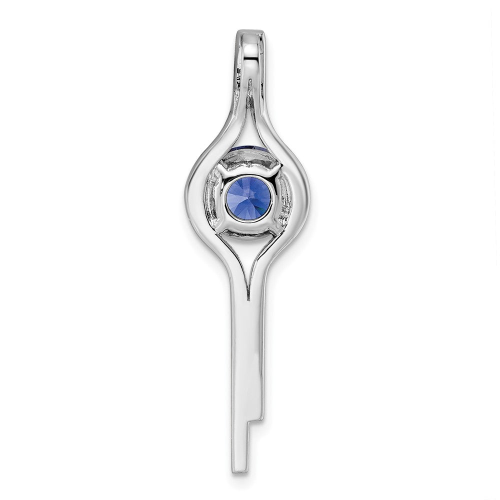 FJC Finejewelers 925 Sterling Silver Fancy Rhodium plated Blue and White CZ Slide Charm 37 x 10 mm