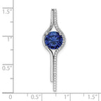 FJC Finejewelers 925 Sterling Silver Fancy Rhodium plated Blue and White CZ Slide Charm 37 x 10 mm