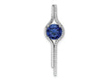 FJC Finejewelers 925 Sterling Silver Fancy Rhodium plated Blue and White CZ Slide Charm 37 x 10 mm