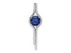 FJC Finejewelers 925 Sterling Silver Fancy Rhodium plated Blue and White CZ Slide Charm 37 x 10 mm