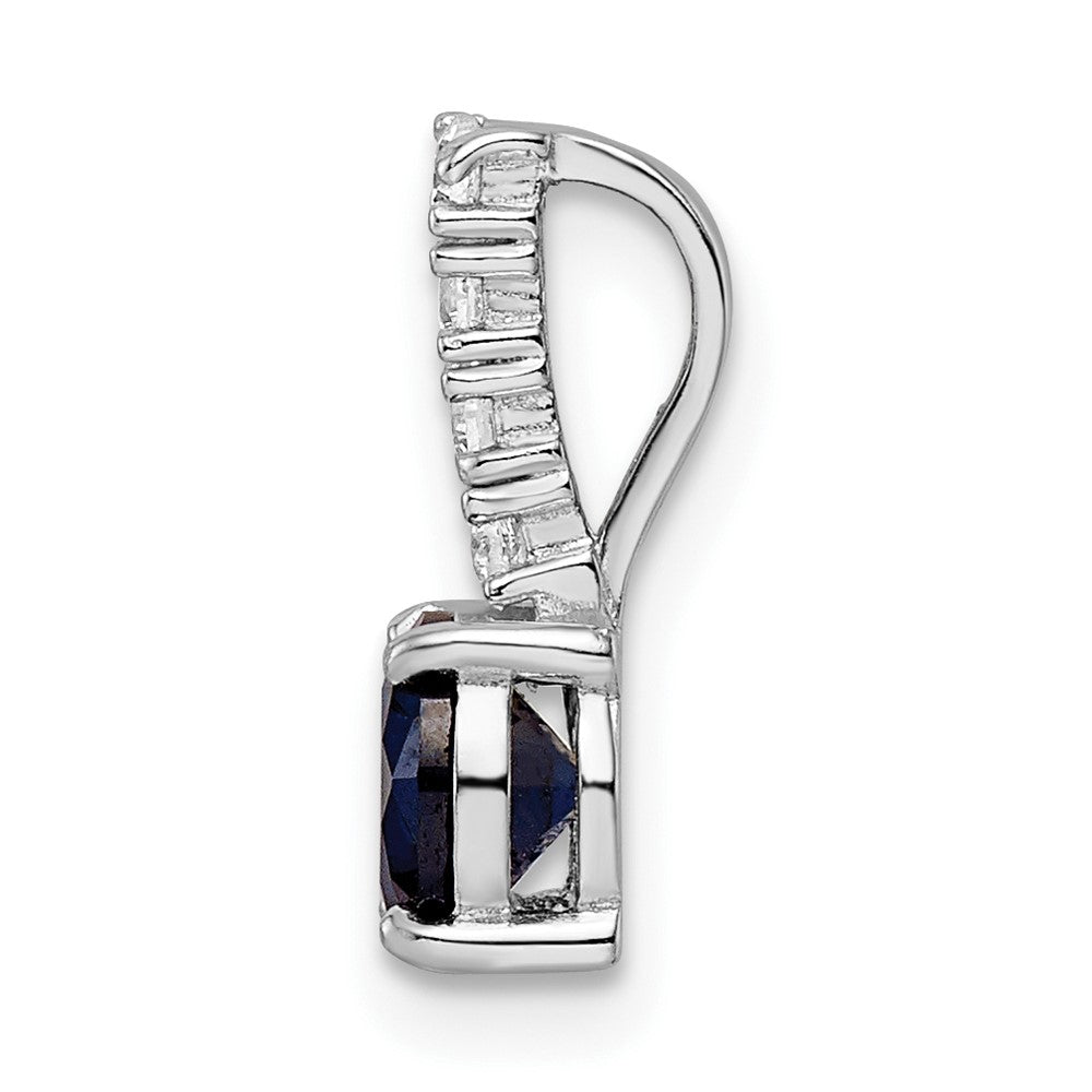 FJC Finejewelers 925 Sterling Silver Fancy Polished Created Blue Spinel and CZ Charm 14 x 6 mm