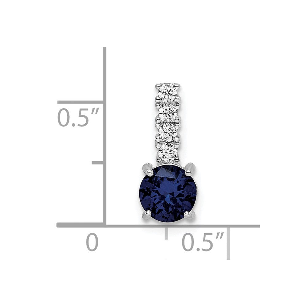 FJC Finejewelers 925 Sterling Silver Fancy Polished Created Blue Spinel and CZ Charm 14 x 6 mm