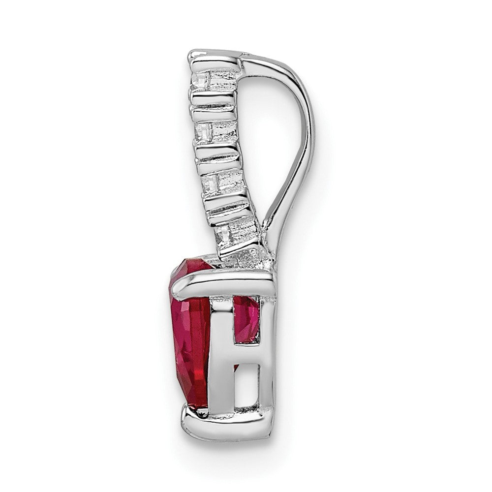 FJC Finejewelers 925 Sterling Silver Fancy Polished  Created Ruby and CZ Heart Charm 15 x 6 mm
