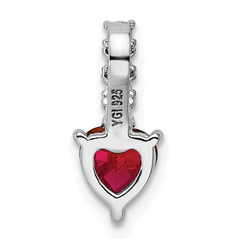 FJC Finejewelers 925 Sterling Silver Fancy Polished  Created Ruby and CZ Heart Charm 15 x 6 mm