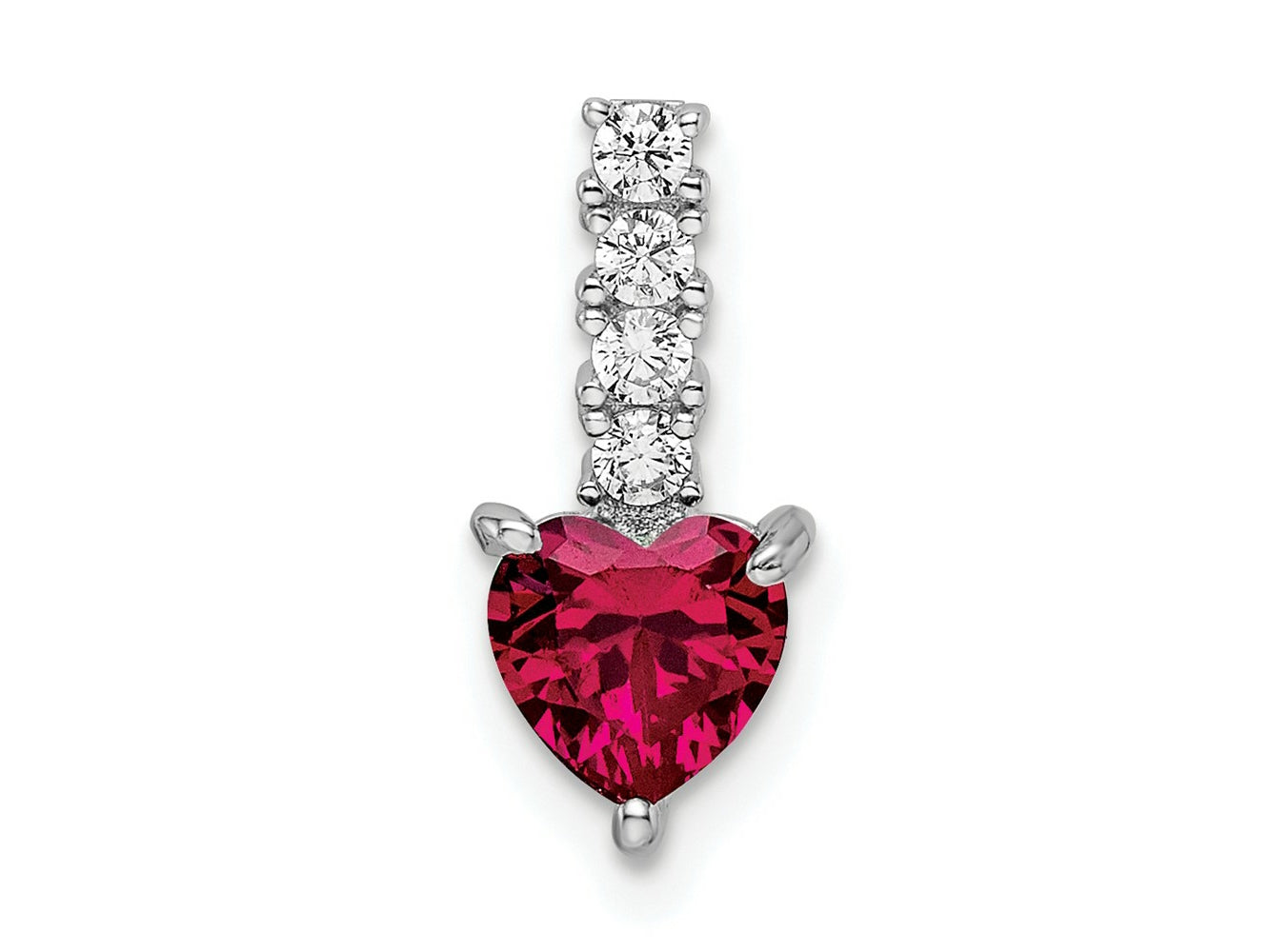 FJC Finejewelers 925 Sterling Silver Fancy Polished  Created Ruby and CZ Heart Charm 15 x 6 mm