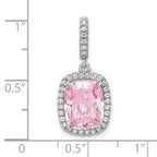 FJC Finejewelers 925 Sterling Silver Fancy Rhodium Plated Pink and White CZ Charm 24 x 10 mm
