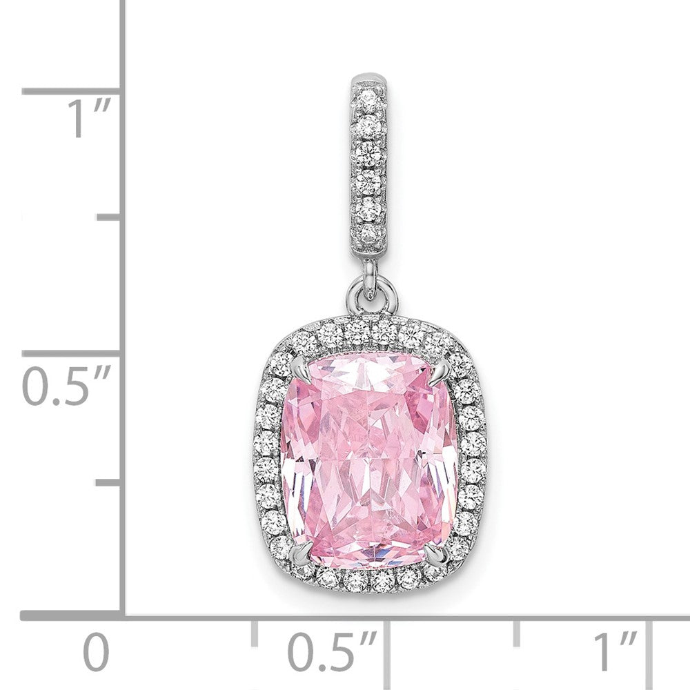 FJC Finejewelers 925 Sterling Silver Fancy Rhodium Plated Pink and White CZ Charm 24 x 10 mm