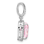 FJC Finejewelers 925 Sterling Silver Fancy Rhodium Plated Pink and White CZ Charm 24 x 10 mm