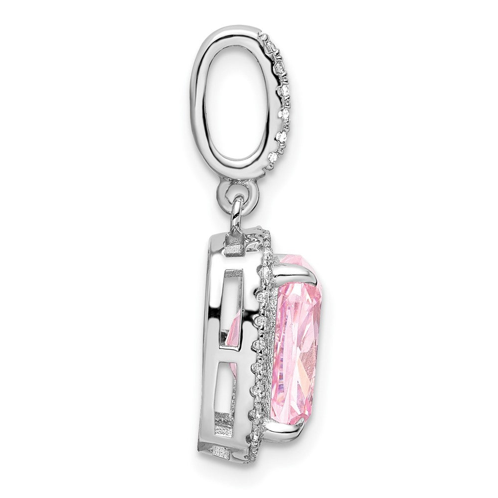 FJC Finejewelers 925 Sterling Silver Fancy Rhodium Plated Pink and White CZ Charm 24 x 10 mm