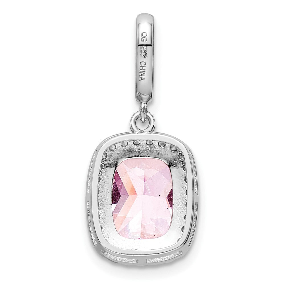 FJC Finejewelers 925 Sterling Silver Fancy Rhodium Plated Pink and White CZ Charm 24 x 10 mm