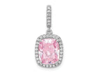 FJC Finejewelers 925 Sterling Silver Fancy Rhodium Plated Pink and White CZ Charm 24 x 10 mm