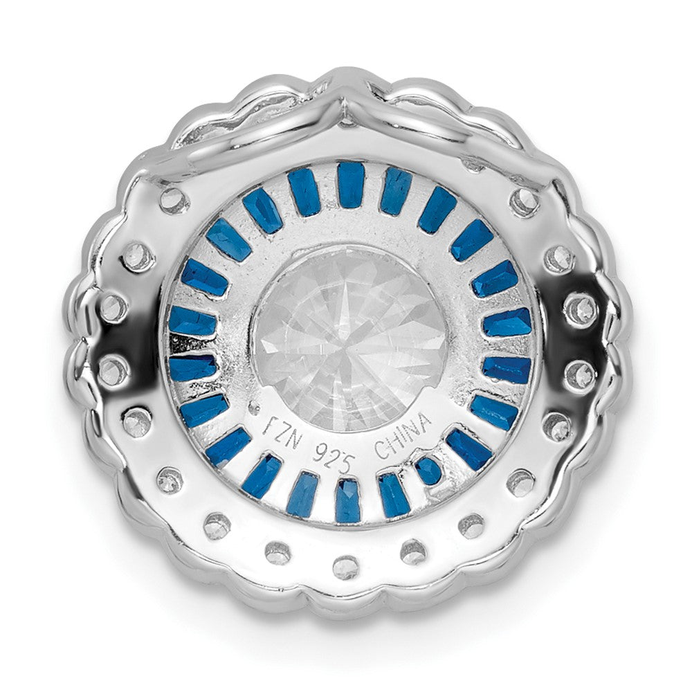 FJC Finejewelers 925 Sterling Silver Fancy Polished Blue and White CZ Round Chain Slide 16 x 16 mm