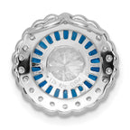 FJC Finejewelers 925 Sterling Silver Fancy Polished Blue and White CZ Round Chain Slide 16 x 16 mm